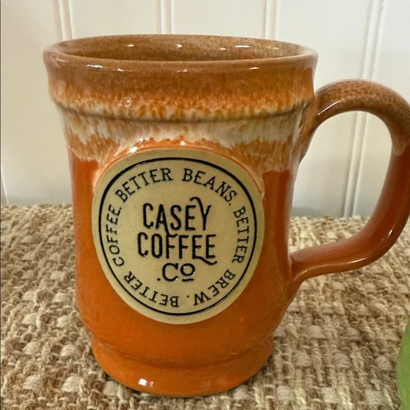 Dennen pottery company. Orange and Green Mugs. Casey coffee co. Handmade USA - Picture 2 of 7